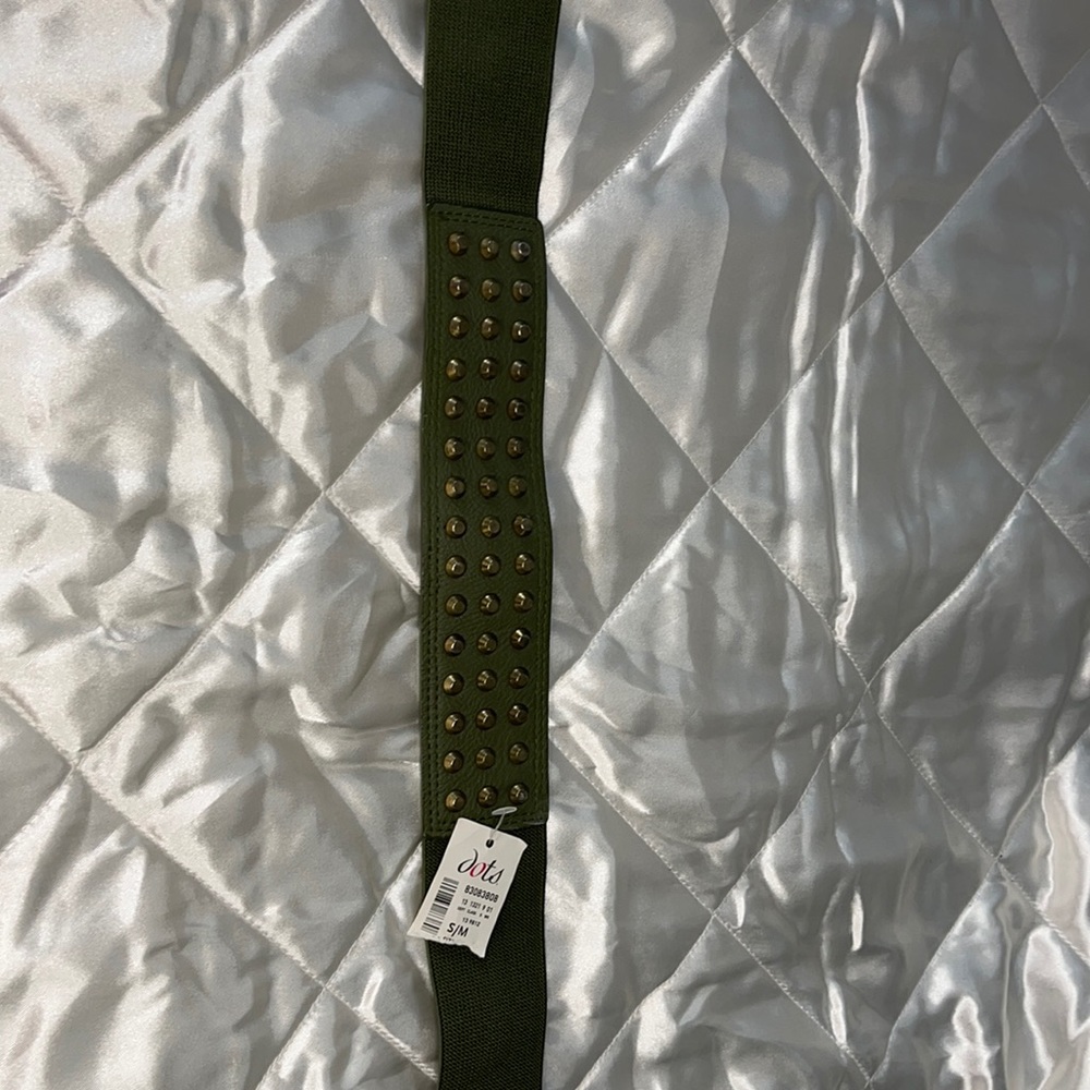 Dots Army Green Stretch Studded Belt